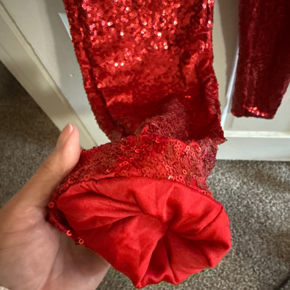 Red Sequin High Waisted Fully Lined Leggings Multiple Sizes NWT - Picture 4 of 5